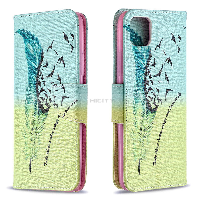 Custodia Portafoglio In Pelle Fantasia Modello Cover con Supporto B01F per Realme C20A Verde Pastello