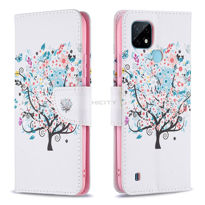 Custodia Portafoglio In Pelle Fantasia Modello Cover con Supporto B01F per Realme C21