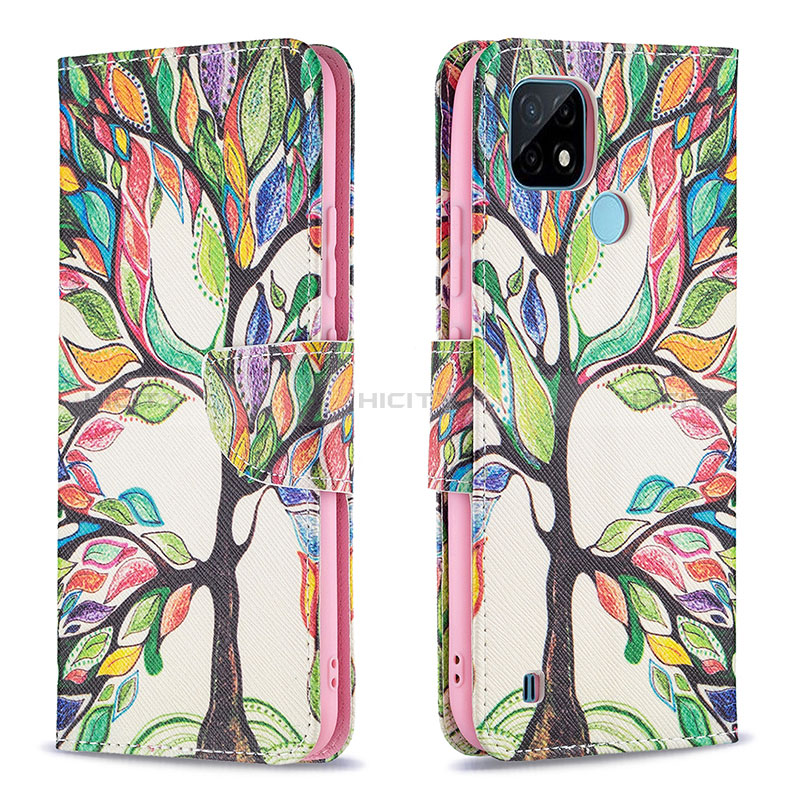 Custodia Portafoglio In Pelle Fantasia Modello Cover con Supporto B01F per Realme C21