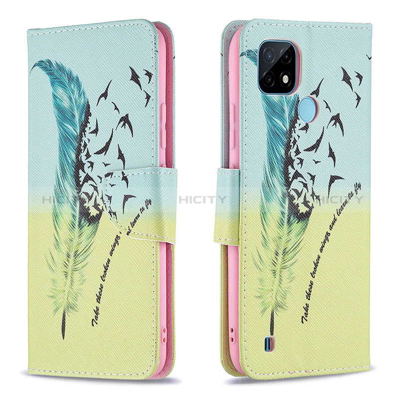 Custodia Portafoglio In Pelle Fantasia Modello Cover con Supporto B01F per Realme C21