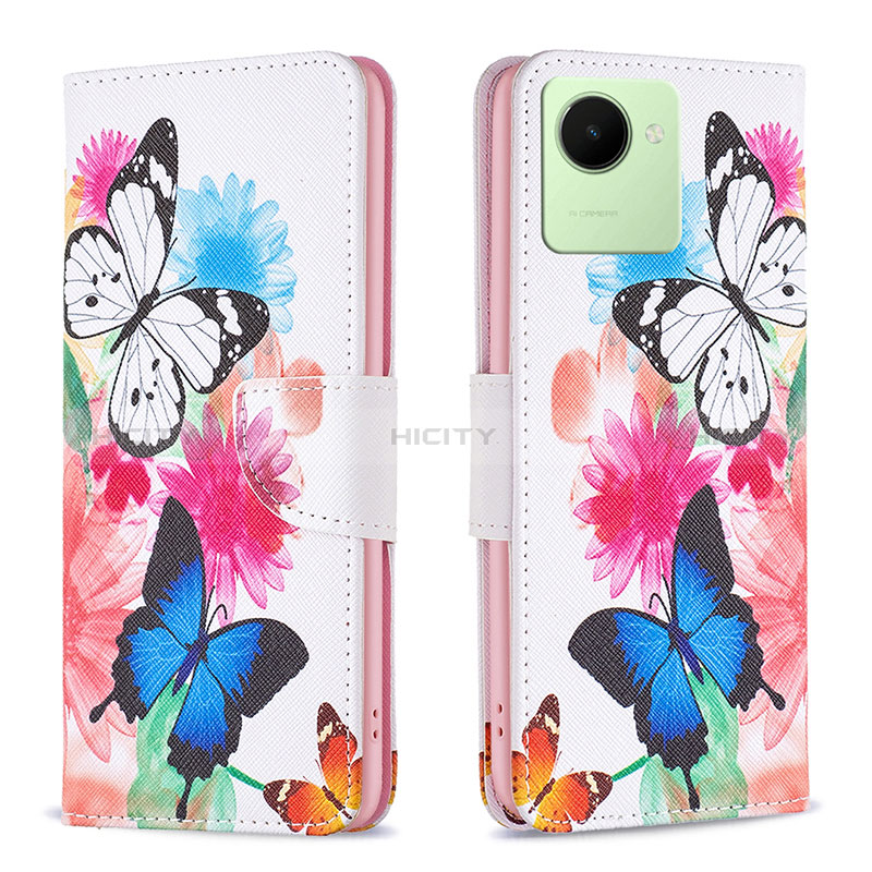 Custodia Portafoglio In Pelle Fantasia Modello Cover con Supporto B01F per Realme C30s Colorato