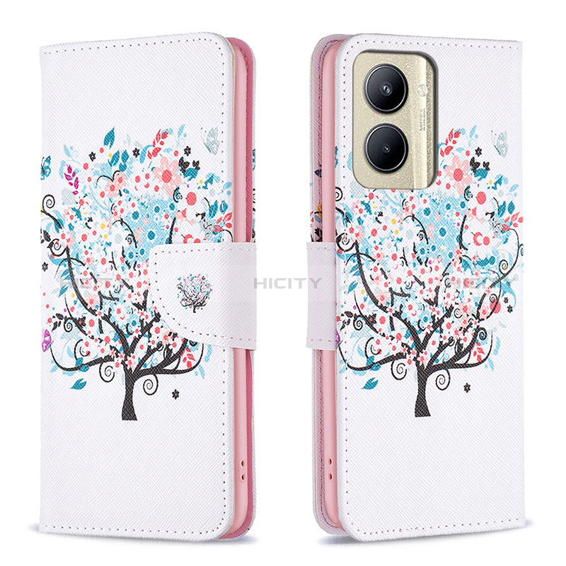 Custodia Portafoglio In Pelle Fantasia Modello Cover con Supporto B01F per Realme C33 (2023) Bianco