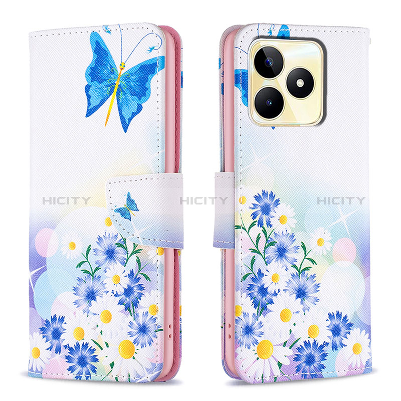 Custodia Portafoglio In Pelle Fantasia Modello Cover con Supporto B01F per Realme C53 India