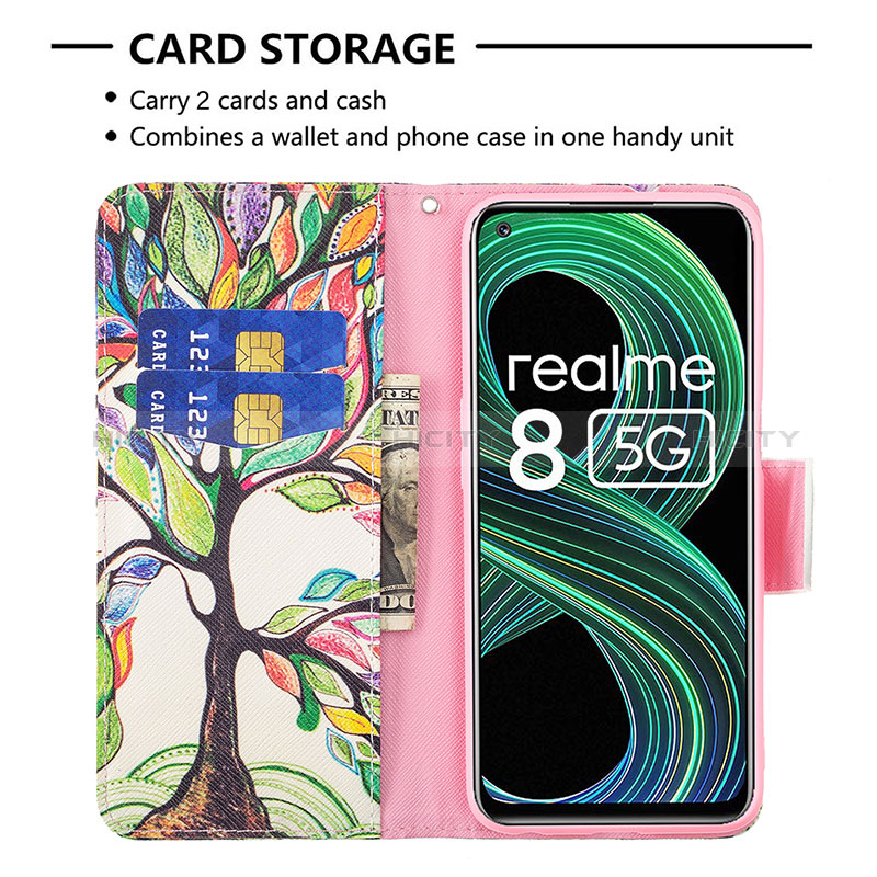 Custodia Portafoglio In Pelle Fantasia Modello Cover con Supporto B01F per Realme Narzo 30 5G