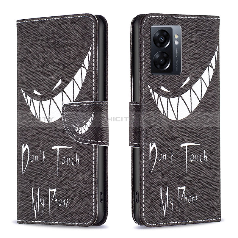 Custodia Portafoglio In Pelle Fantasia Modello Cover con Supporto B01F per Realme V23 5G Nero