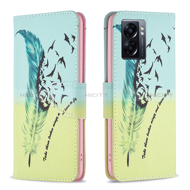 Custodia Portafoglio In Pelle Fantasia Modello Cover con Supporto B01F per Realme V23 5G Verde Pastello