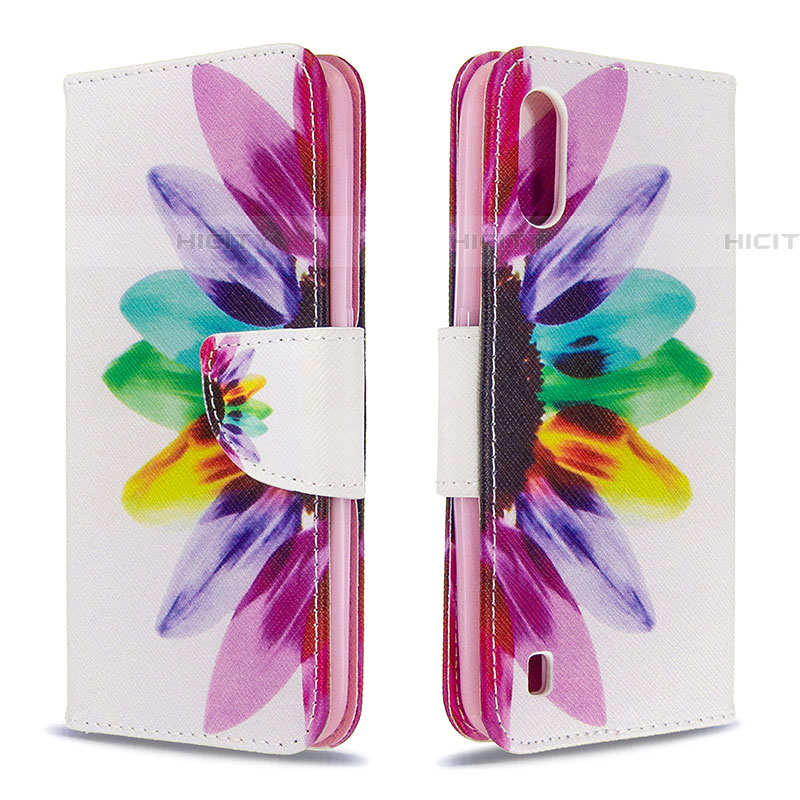 Custodia Portafoglio In Pelle Fantasia Modello Cover con Supporto B01F per Samsung Galaxy A01 SM-A015 Multicolore