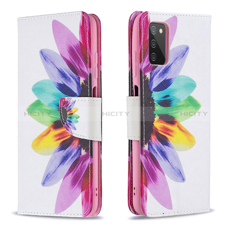 Custodia Portafoglio In Pelle Fantasia Modello Cover con Supporto B01F per Samsung Galaxy A02s Multicolore