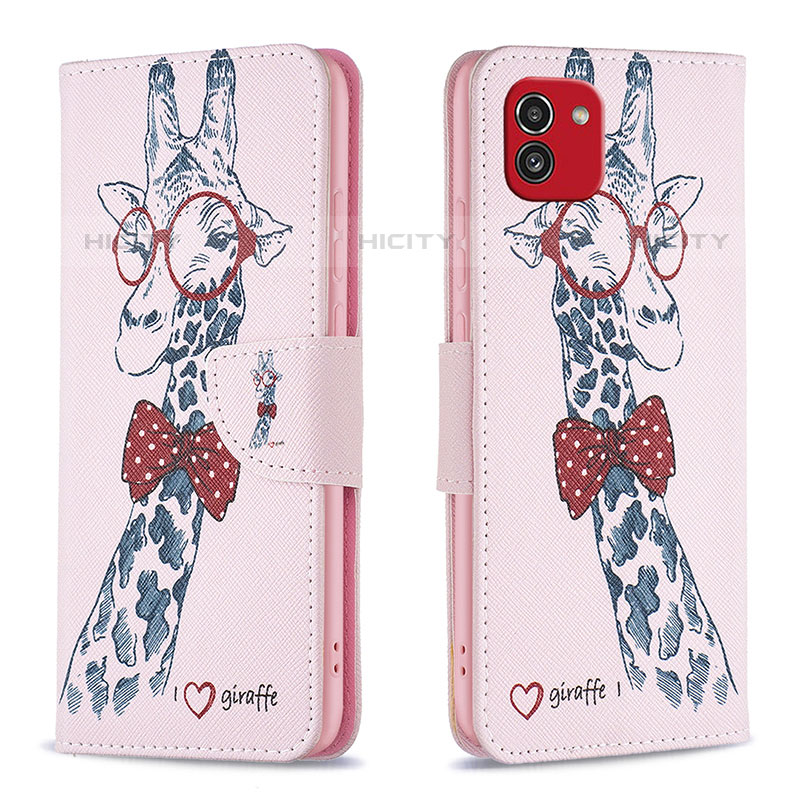 Custodia Portafoglio In Pelle Fantasia Modello Cover con Supporto B01F per Samsung Galaxy A03