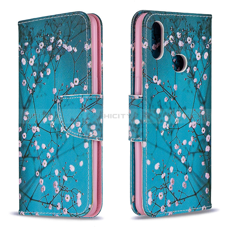 Custodia Portafoglio In Pelle Fantasia Modello Cover con Supporto B01F per Samsung Galaxy A10s Ciano