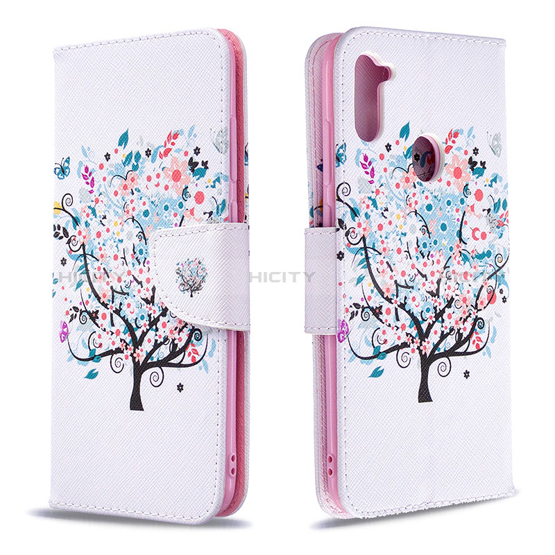 Custodia Portafoglio In Pelle Fantasia Modello Cover con Supporto B01F per Samsung Galaxy A11 Bianco