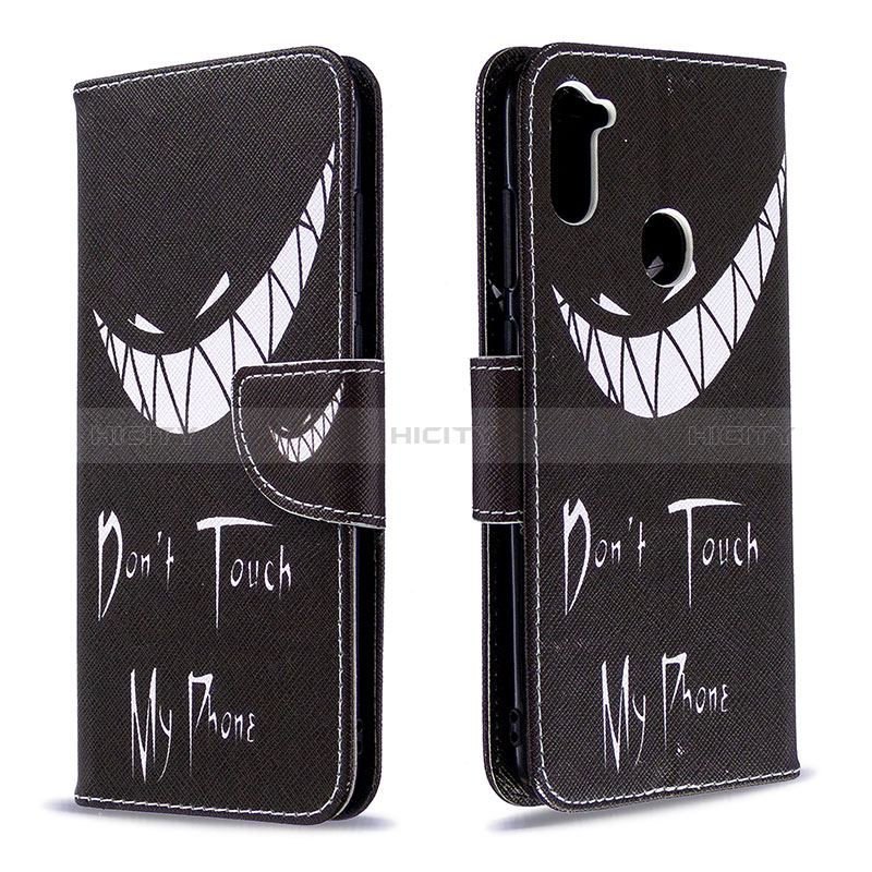 Custodia Portafoglio In Pelle Fantasia Modello Cover con Supporto B01F per Samsung Galaxy A11 Nero