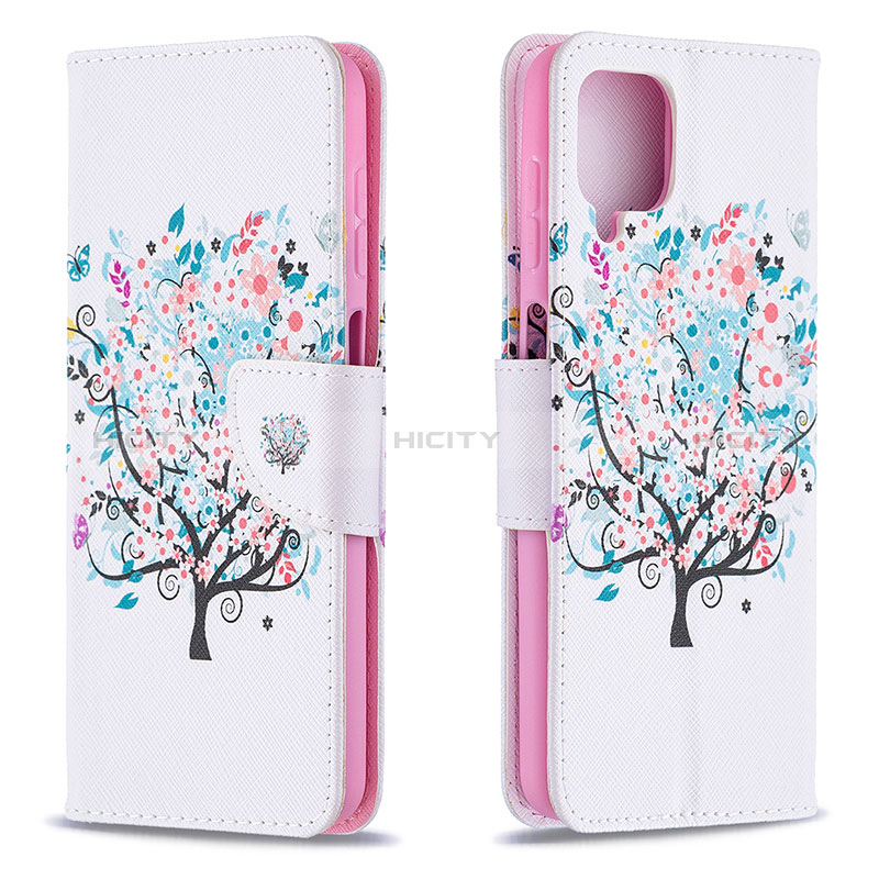 Custodia Portafoglio In Pelle Fantasia Modello Cover con Supporto B01F per Samsung Galaxy A12 5G Bianco