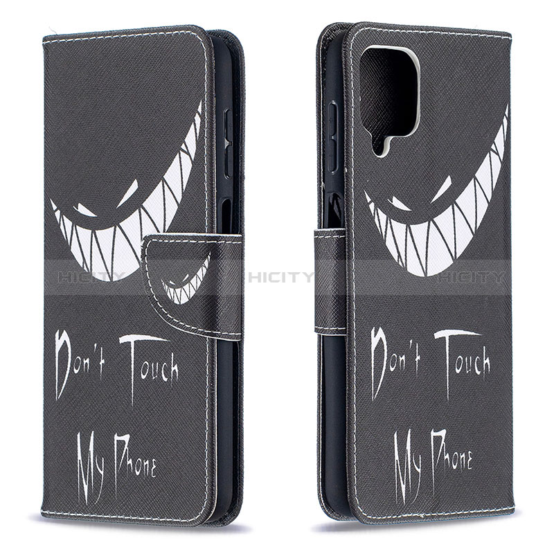 Custodia Portafoglio In Pelle Fantasia Modello Cover con Supporto B01F per Samsung Galaxy A12 Nacho Nero