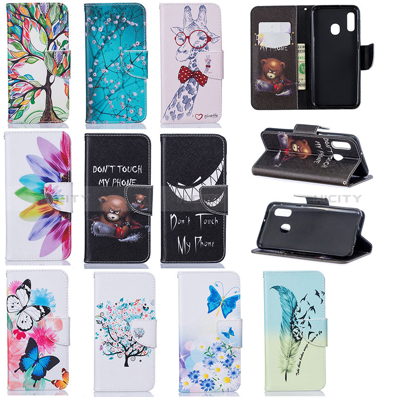 Custodia Portafoglio In Pelle Fantasia Modello Cover con Supporto B01F per Samsung Galaxy A20e