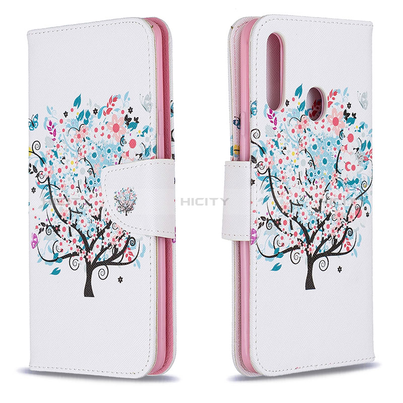 Custodia Portafoglio In Pelle Fantasia Modello Cover con Supporto B01F per Samsung Galaxy A20s Bianco