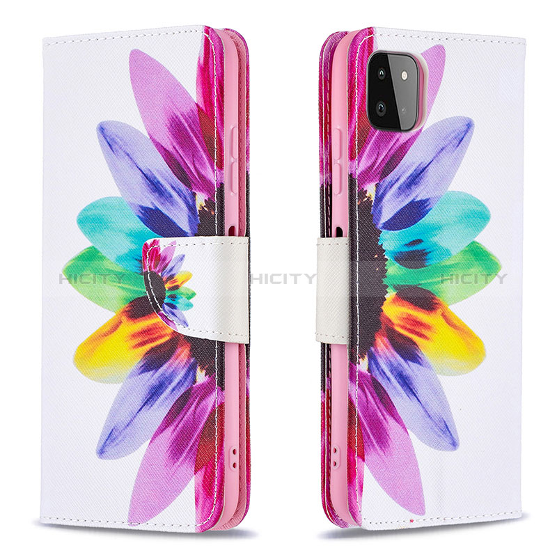 Custodia Portafoglio In Pelle Fantasia Modello Cover con Supporto B01F per Samsung Galaxy A22s 5G Multicolore