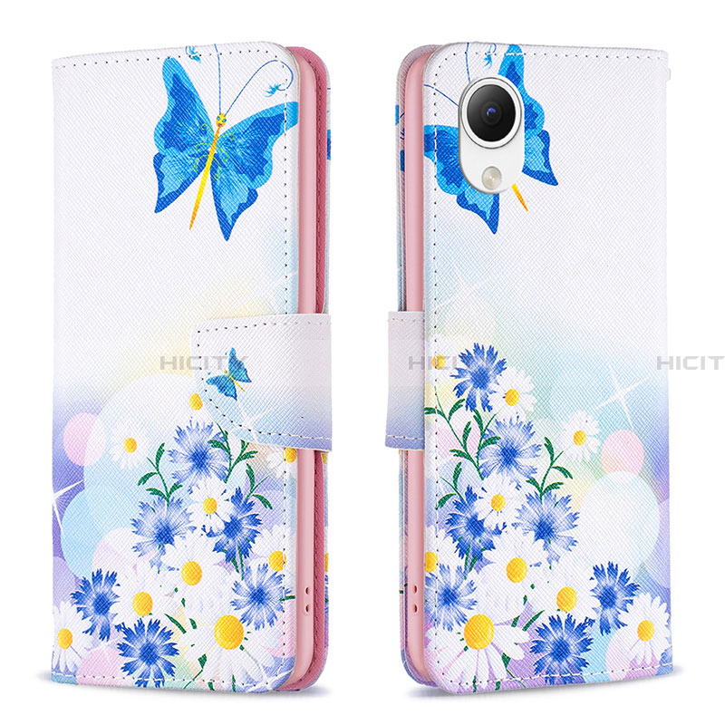 Custodia Portafoglio In Pelle Fantasia Modello Cover con Supporto B01F per Samsung Galaxy A23 5G SC-56C Blu