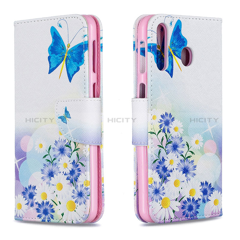 Custodia Portafoglio In Pelle Fantasia Modello Cover con Supporto B01F per Samsung Galaxy A40s Blu