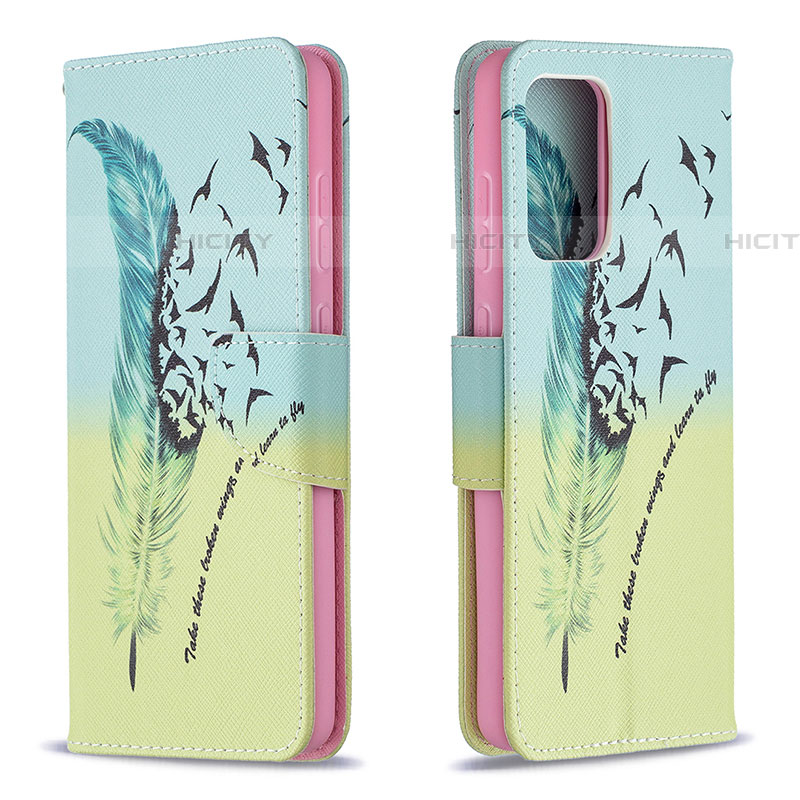 Custodia Portafoglio In Pelle Fantasia Modello Cover con Supporto B01F per Samsung Galaxy A72 4G Verde Pastello