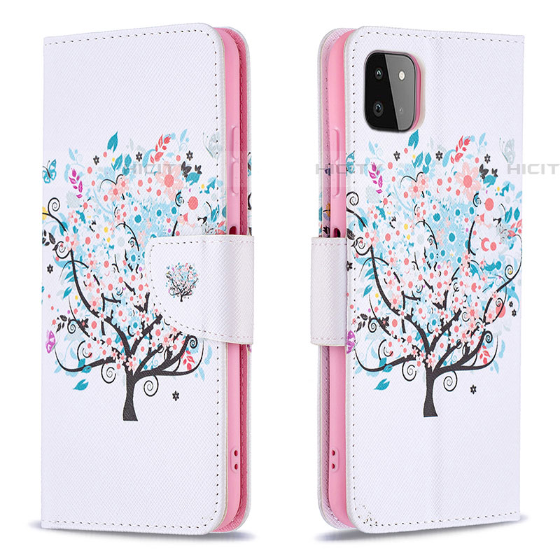 Custodia Portafoglio In Pelle Fantasia Modello Cover con Supporto B01F per Samsung Galaxy F42 5G Bianco