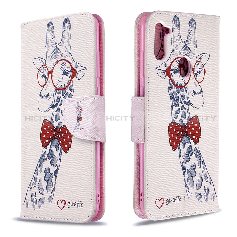 Custodia Portafoglio In Pelle Fantasia Modello Cover con Supporto B01F per Samsung Galaxy M11 Rosa