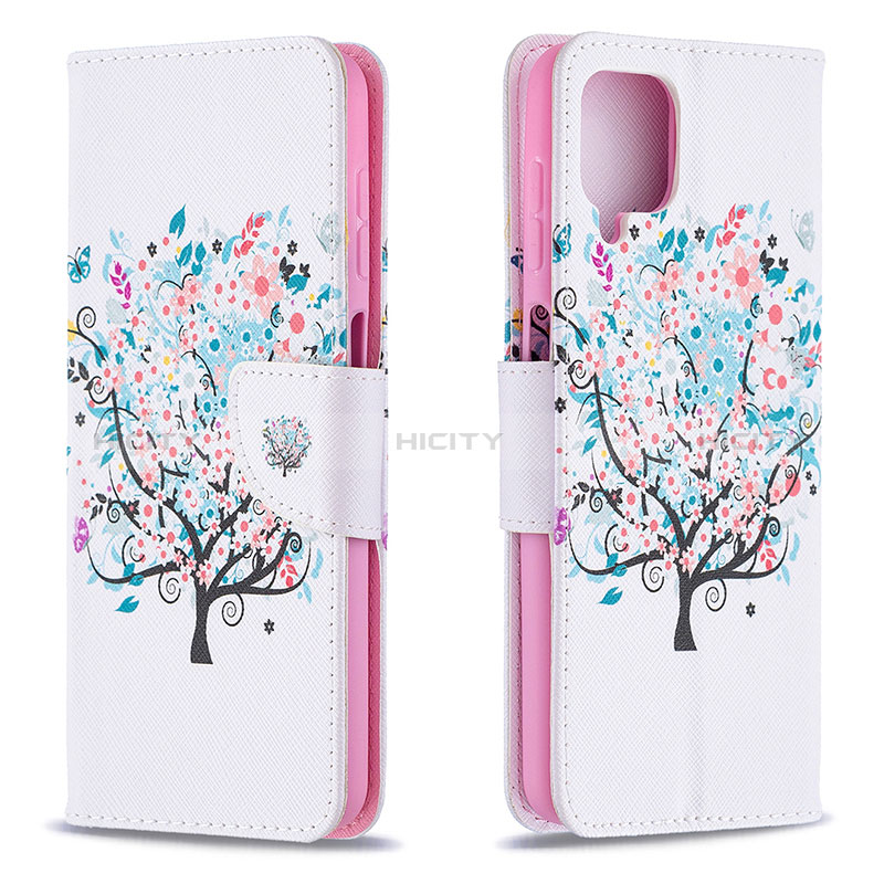 Custodia Portafoglio In Pelle Fantasia Modello Cover con Supporto B01F per Samsung Galaxy M12 Bianco