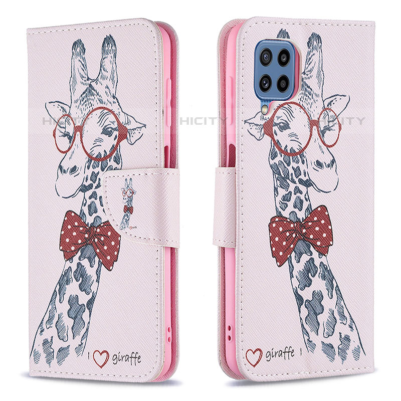 Custodia Portafoglio In Pelle Fantasia Modello Cover con Supporto B01F per Samsung Galaxy M32 4G Rosa