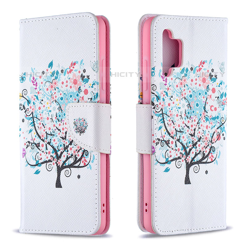 Custodia Portafoglio In Pelle Fantasia Modello Cover con Supporto B01F per Samsung Galaxy M32 5G Bianco