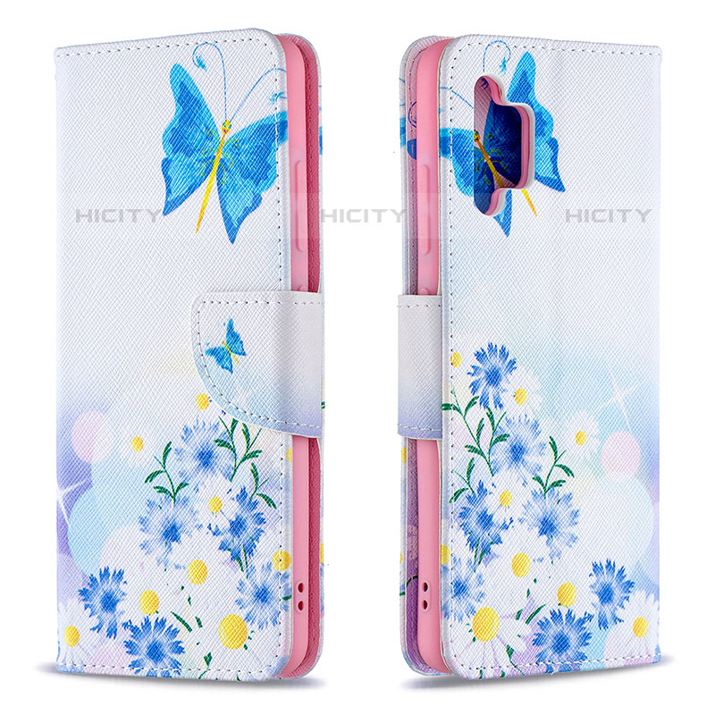 Custodia Portafoglio In Pelle Fantasia Modello Cover con Supporto B01F per Samsung Galaxy M32 5G Blu