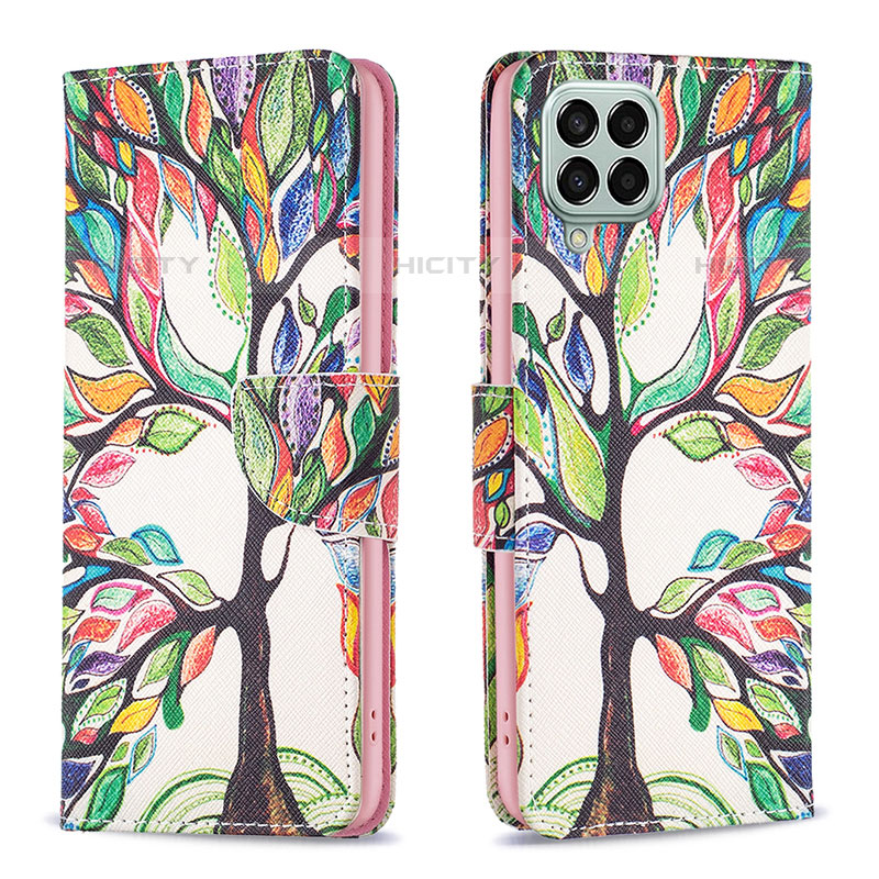 Custodia Portafoglio In Pelle Fantasia Modello Cover con Supporto B01F per Samsung Galaxy M33 5G Verde