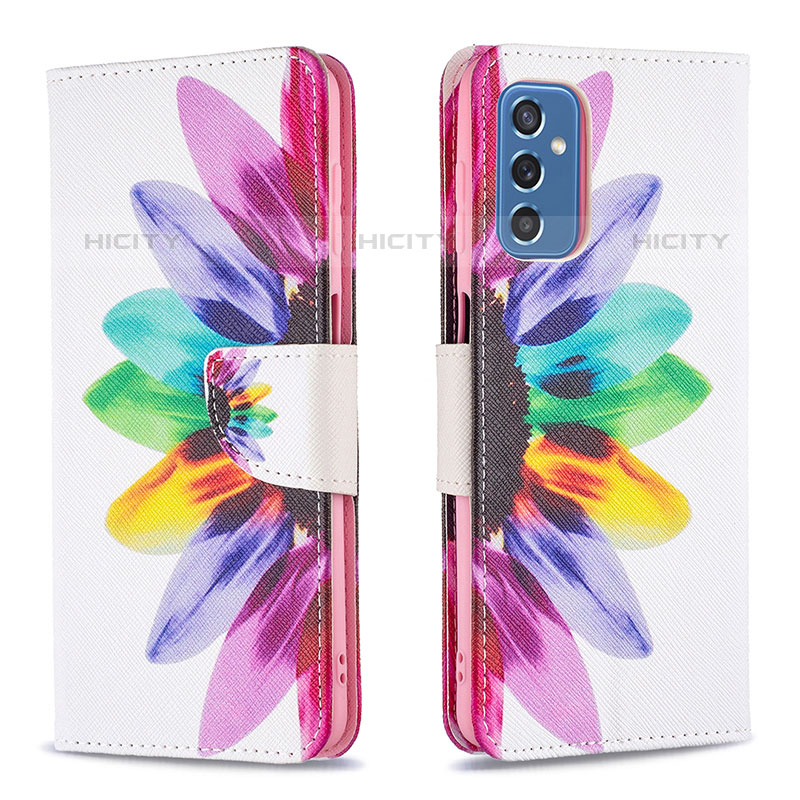 Custodia Portafoglio In Pelle Fantasia Modello Cover con Supporto B01F per Samsung Galaxy M52 5G Multicolore