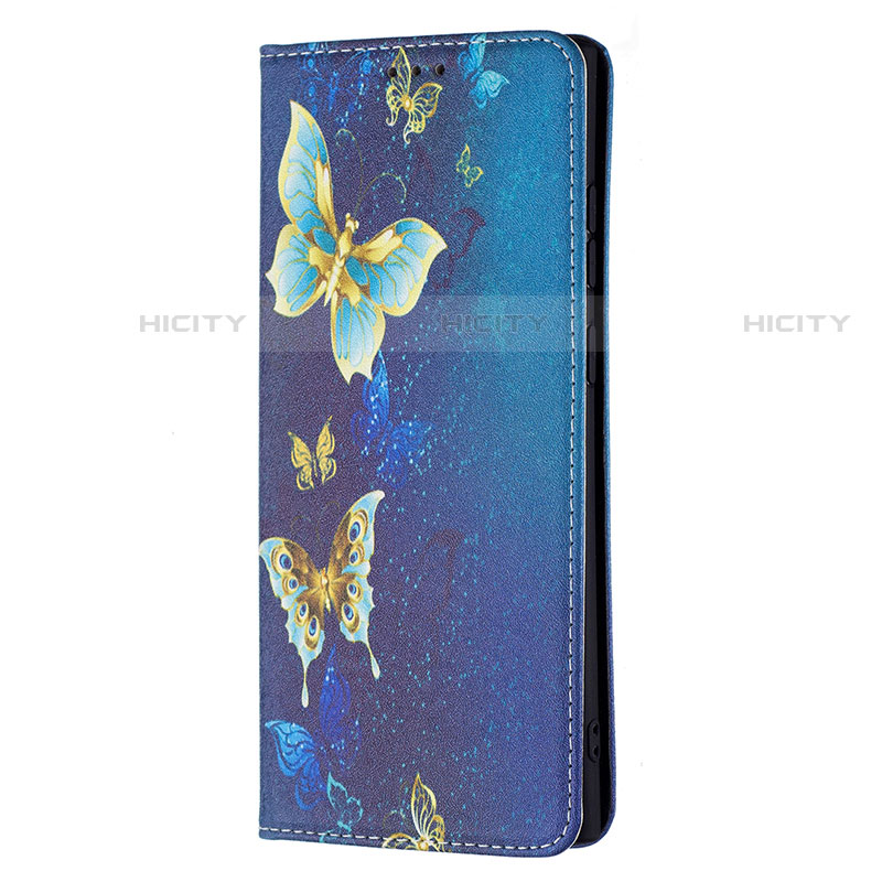 Custodia Portafoglio In Pelle Fantasia Modello Cover con Supporto B01F per Samsung Galaxy S22 Ultra 5G Blu