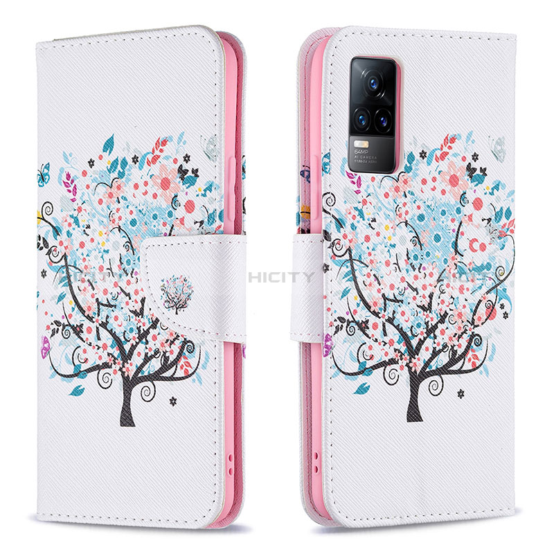 Custodia Portafoglio In Pelle Fantasia Modello Cover con Supporto B01F per Vivo V21e 4G