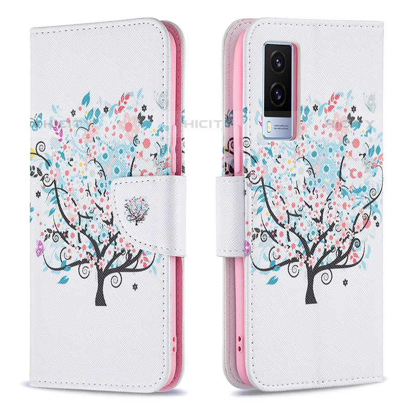 Custodia Portafoglio In Pelle Fantasia Modello Cover con Supporto B01F per Vivo V21e 5G