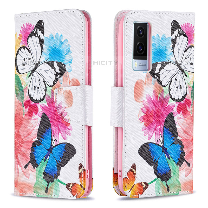 Custodia Portafoglio In Pelle Fantasia Modello Cover con Supporto B01F per Vivo V21e 5G Colorato