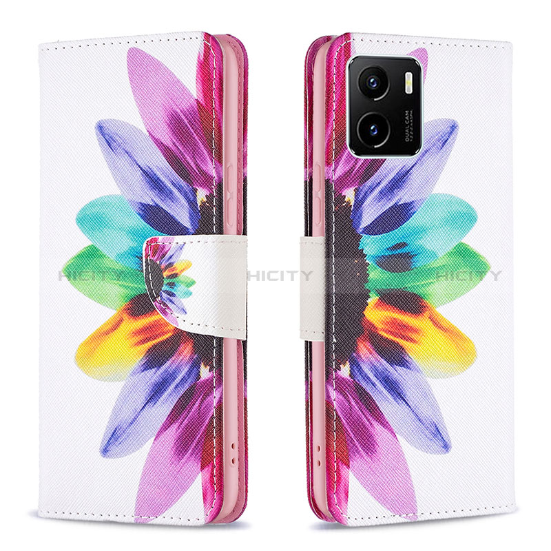 Custodia Portafoglio In Pelle Fantasia Modello Cover con Supporto B01F per Vivo Y01 Multicolore