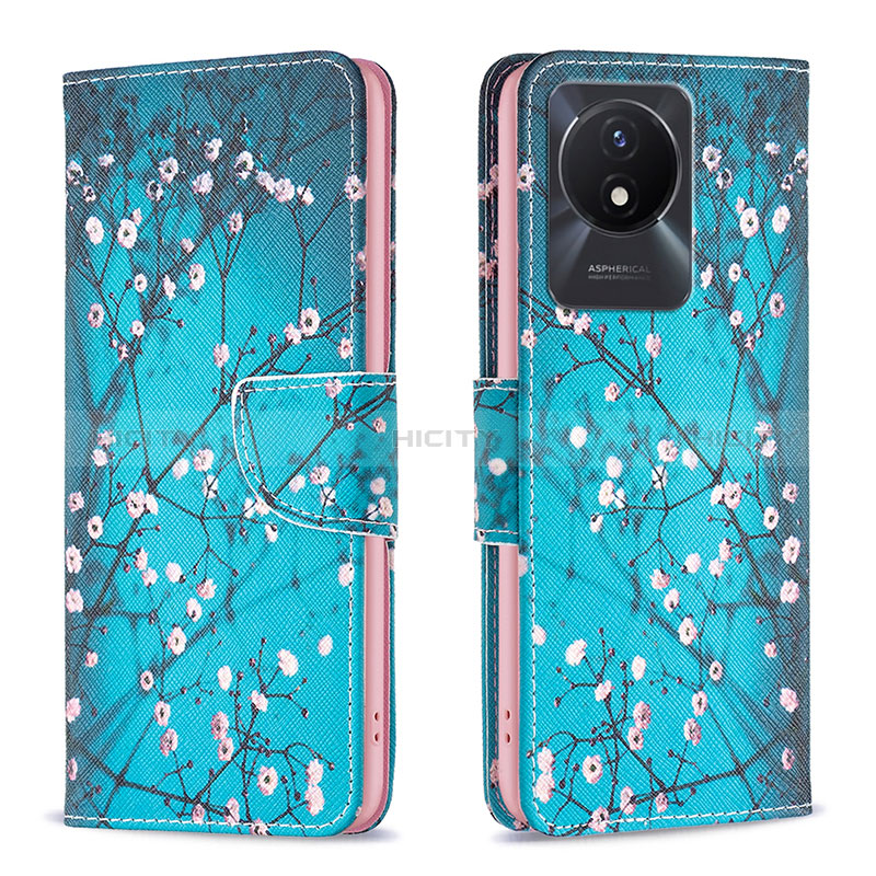 Custodia Portafoglio In Pelle Fantasia Modello Cover con Supporto B01F per Vivo Y02A