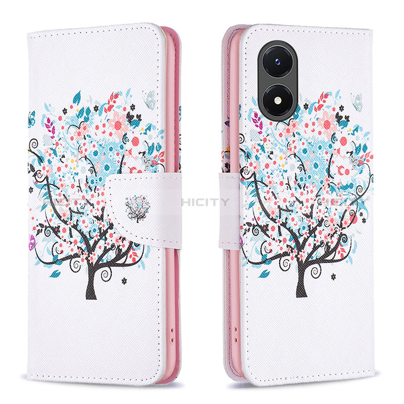 Custodia Portafoglio In Pelle Fantasia Modello Cover con Supporto B01F per Vivo Y02S