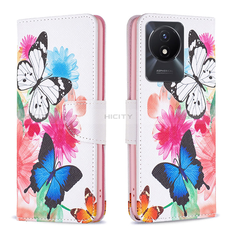 Custodia Portafoglio In Pelle Fantasia Modello Cover con Supporto B01F per Vivo Y02t