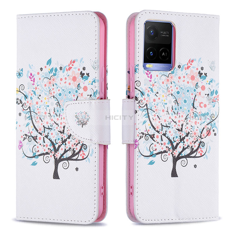 Custodia Portafoglio In Pelle Fantasia Modello Cover con Supporto B01F per Vivo Y21