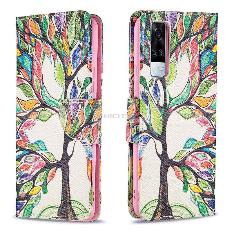 Custodia Portafoglio In Pelle Fantasia Modello Cover con Supporto B01F per Vivo Y53s 4G