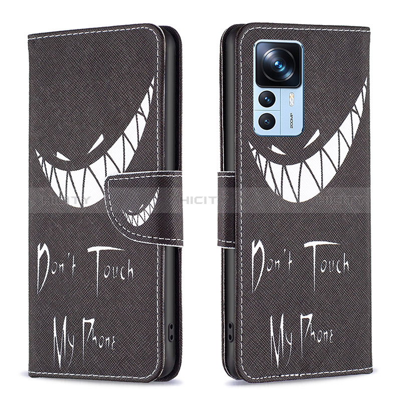 Custodia Portafoglio In Pelle Fantasia Modello Cover con Supporto B01F per Xiaomi Mi 12T 5G Nero