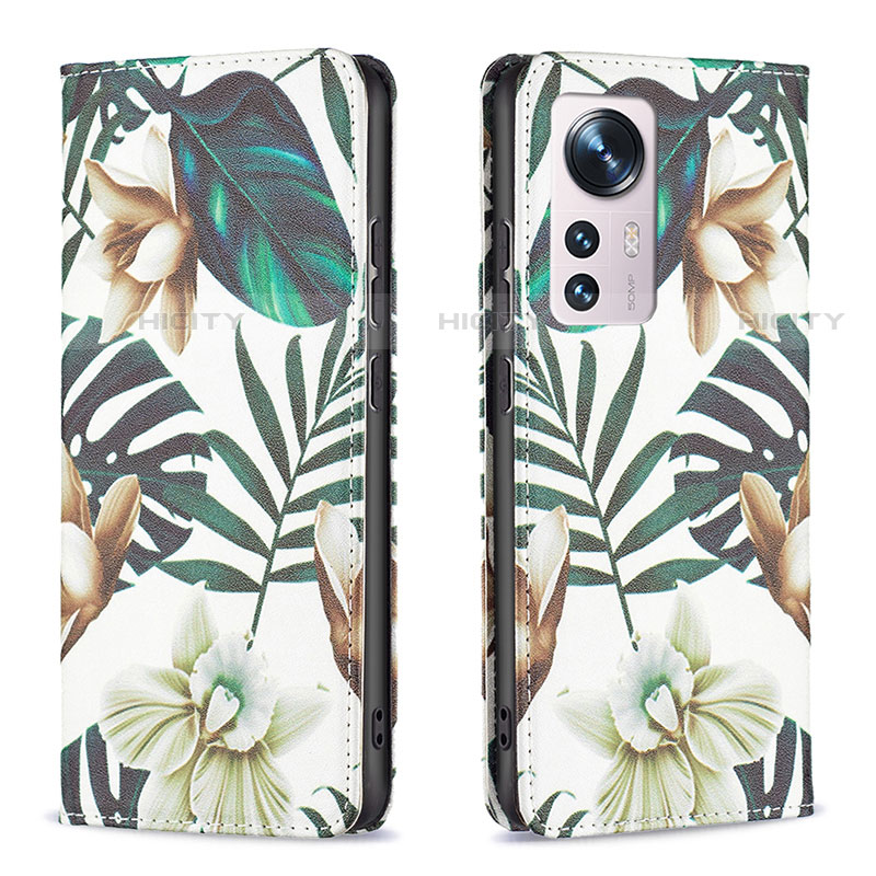 Custodia Portafoglio In Pelle Fantasia Modello Cover con Supporto B01F per Xiaomi Mi 12X 5G Verde Pastello