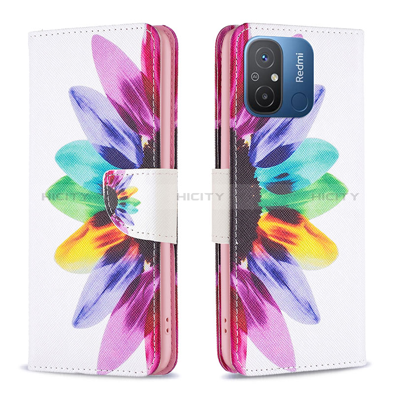 Custodia Portafoglio In Pelle Fantasia Modello Cover con Supporto B01F per Xiaomi Poco C55 Multicolore