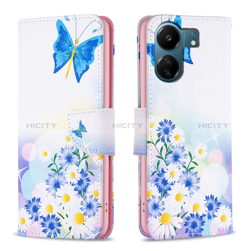 Custodia Portafoglio In Pelle Fantasia Modello Cover con Supporto B01F per Xiaomi Poco C65