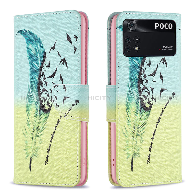 Custodia Portafoglio In Pelle Fantasia Modello Cover con Supporto B01F per Xiaomi Poco M4 Pro 4G