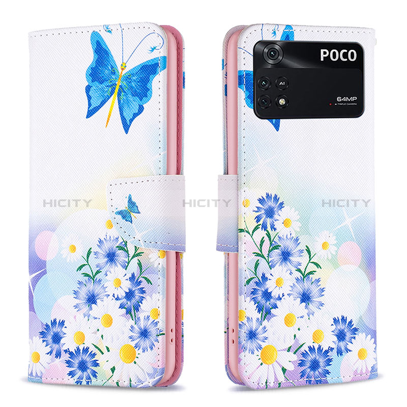 Custodia Portafoglio In Pelle Fantasia Modello Cover con Supporto B01F per Xiaomi Poco M4 Pro 4G