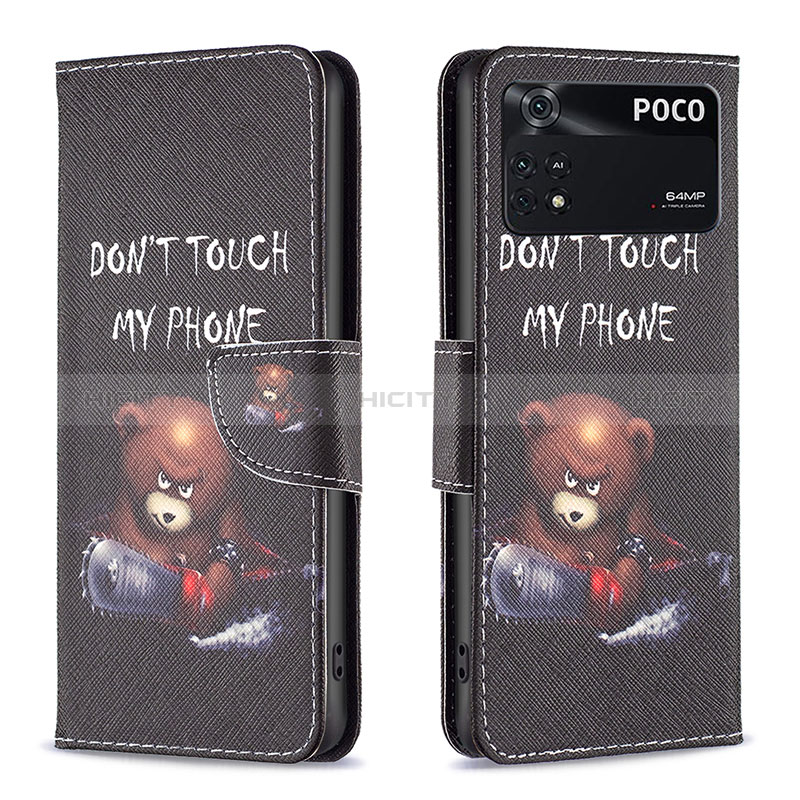 Custodia Portafoglio In Pelle Fantasia Modello Cover con Supporto B01F per Xiaomi Poco M4 Pro 4G