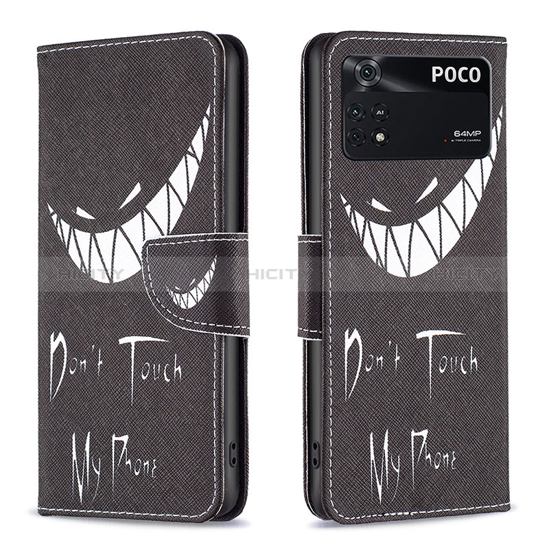 Custodia Portafoglio In Pelle Fantasia Modello Cover con Supporto B01F per Xiaomi Poco M4 Pro 4G